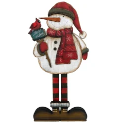 Discount Christmas Forever WOODEN SNOWMAN 9″X18″ W/CARDINAL STAKE W/ EASEL