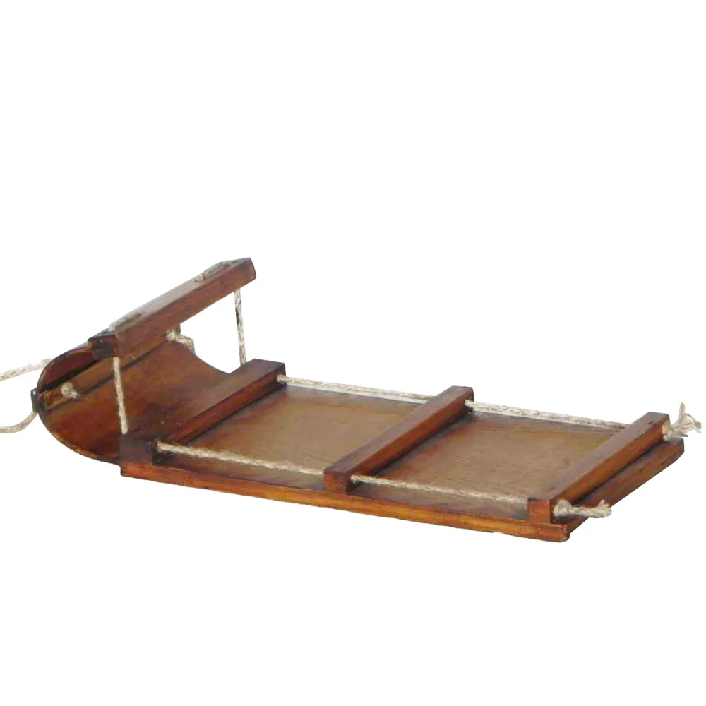 Clearance Christmas Forever WOODEN TOBOGGAN SLED 12″ BROWN/NAT
