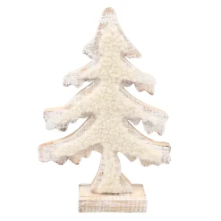 New Christmas Forever WOODEN TREE 10″ W/ SHERPA NATURAL/WHITE