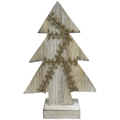 Discount Christmas Forever WOODEN TREE WOOD LOOK TABLE TOP 11″ NAT. W/ STITCH PATTERN