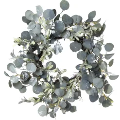 Online Christmas Forever WREATH EUCALYPTUS 22″ W/ FROSTED MISTLETOE W/