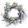 Outlet Christmas Forever WREATH GRN 22″ MIXED PINE W/ PINE CONE & WHITE BERRIES