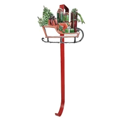 Clearance Christmas Forever WREATH HANGER 15.5″ METAL W/ SANTA SLEIGH WITH GIFTS