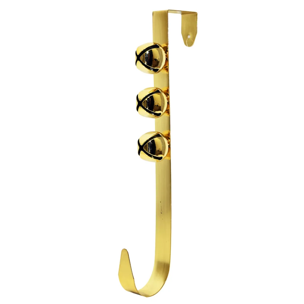 Sale Christmas Forever WREATH HANGER 12″ W/ 3 BELLS SHINY GOLD