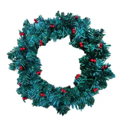 Clearance Christmas Forever WREATH NAT PVC PINE 18″ 60 TIPS W/ RED BERRIES