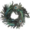 Clearance Christmas Forever WREATH PEACOCK FEATHERS 15″