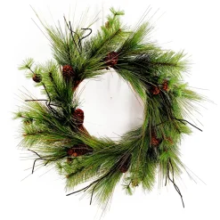 Sale Christmas Forever WREATH PINE 24″ MIXED NEEDLE PINE W/ PINE CONES