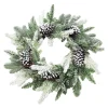 Discount Christmas Forever WREATH PINE FROSTED 24″ W/ NEEDLE PINE & PINE CONES