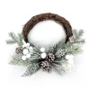 Sale Christmas Forever WREATH RATTAN 17.5″ FLOCKED MIXED PINE W/ PINE CONE AND WHITE SNOW BALLS