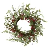 Sale Christmas Forever WREATH RATTAN 24″ MIXED LEAVES W/ TWIGS & BERRIES