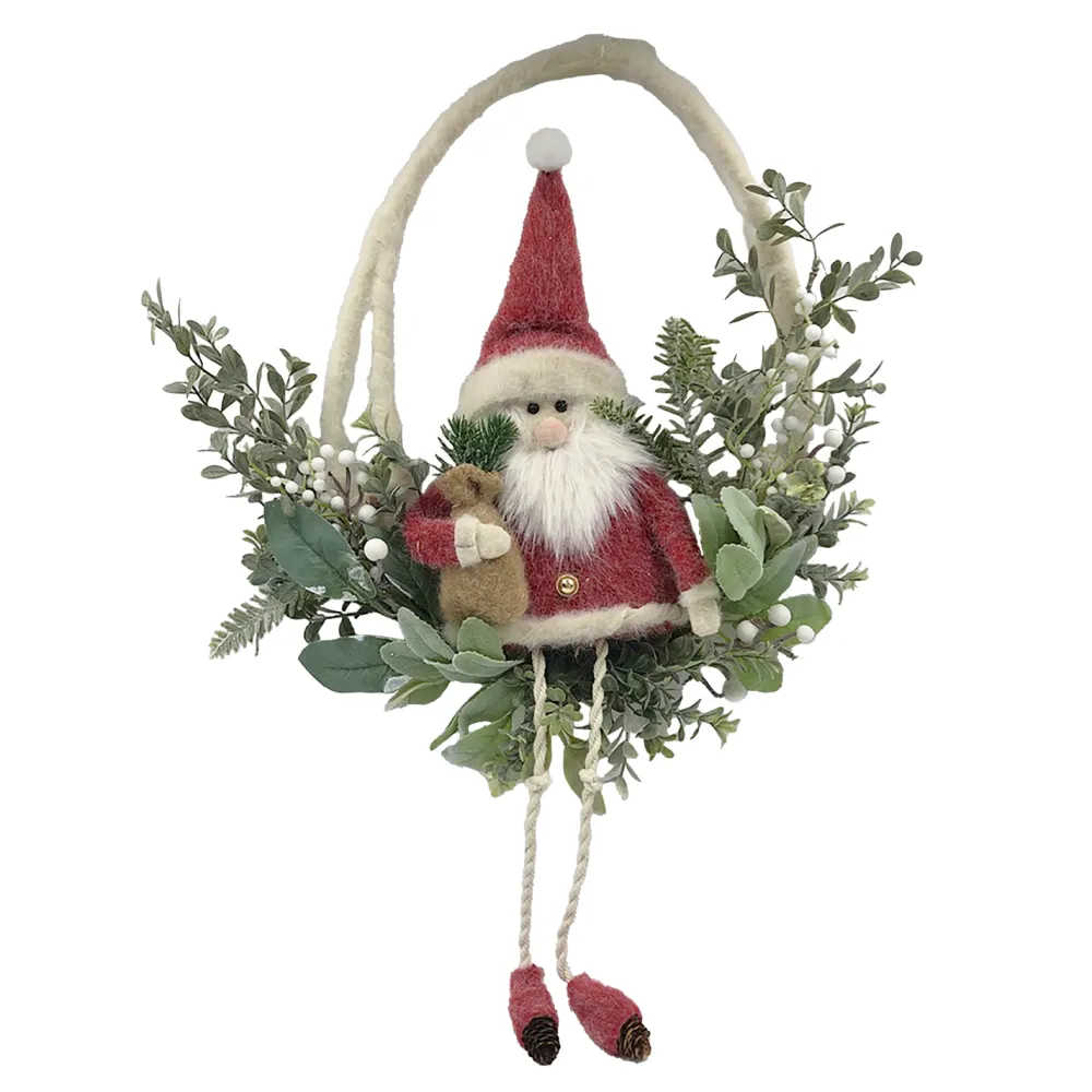 Discount Christmas Forever WREATH SANTA 25″ CREAM/NATURAL W/ BERRIES & GREENERY