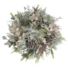 Online Christmas Forever WREATH TAUPE POINSETTIA 24″ FROSTED W/ MIXED GREENS & CONES
