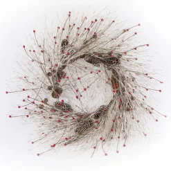 Hot Christmas Forever WREATH TWG 30″ PINE NEEDLE DRY W/ PINE CONES & BERRY